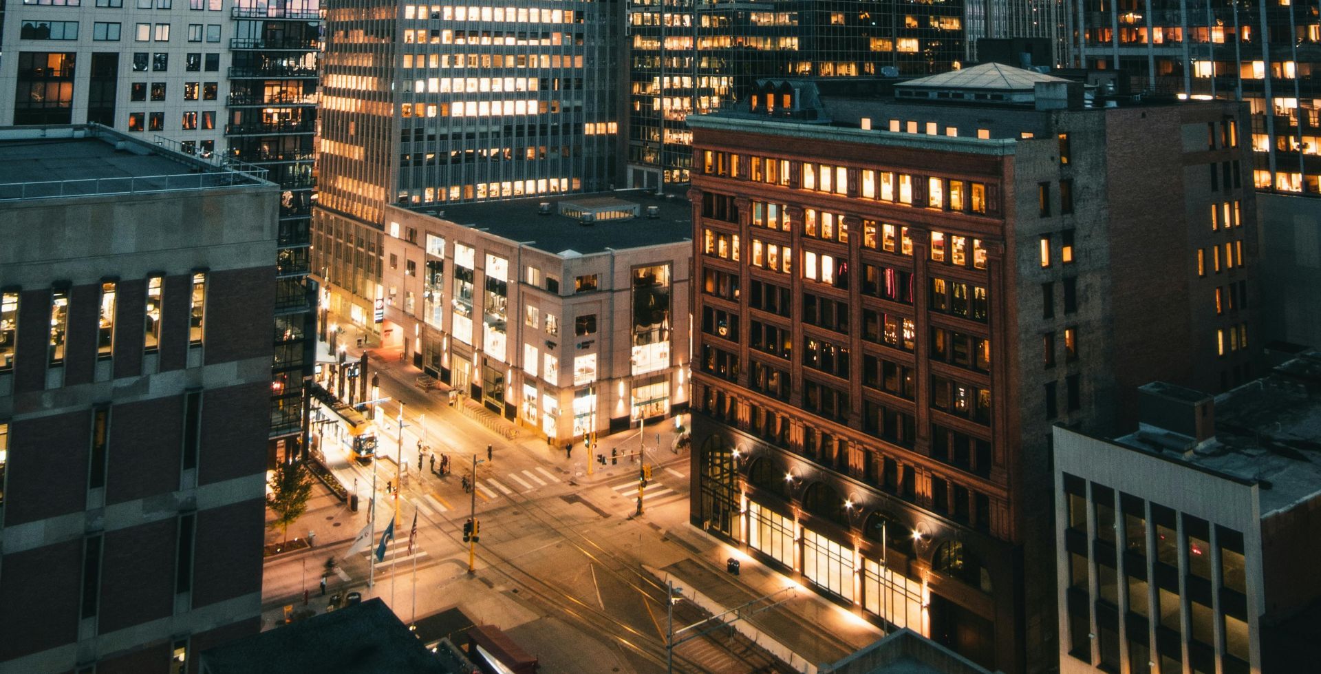 High Rise Buildings During Night Time